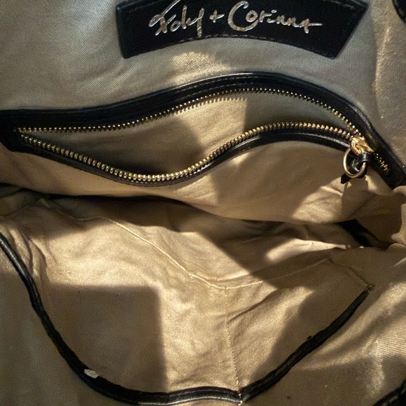 Foley + Corinna Black Leather Shoulder Bag with Silver Accents - Picture 9 of 13
